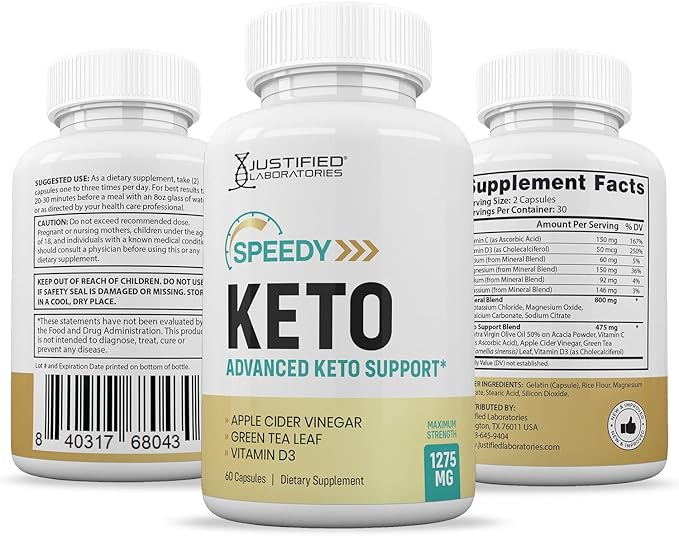 Justified Laboratories (5 Pack) Speedy Keto ACV Pills 1275MG Formulated with Apple Cider Vinegar Keto Support Blend Alternative to Gummies 300 Capsules