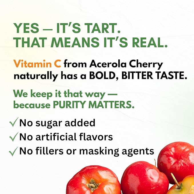 Natural Vitamin C from Acerola Cherry &amp Camu Camu Powder - High Absorption with Citrus Bioflavonoids - Immune System &amp Collagen Booster - Anti Aging Skin Vitamins Made in USA 90 servings