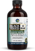Amazing Herbs Black Seed and Pumpkin Seed Cold-Pressed Oil Blend - Gluten-Free No Preservatives High in Omega 3 6 &amp 9 Improves Immune Respones &amp Promotes Digestive Health - 8 Fl Oz