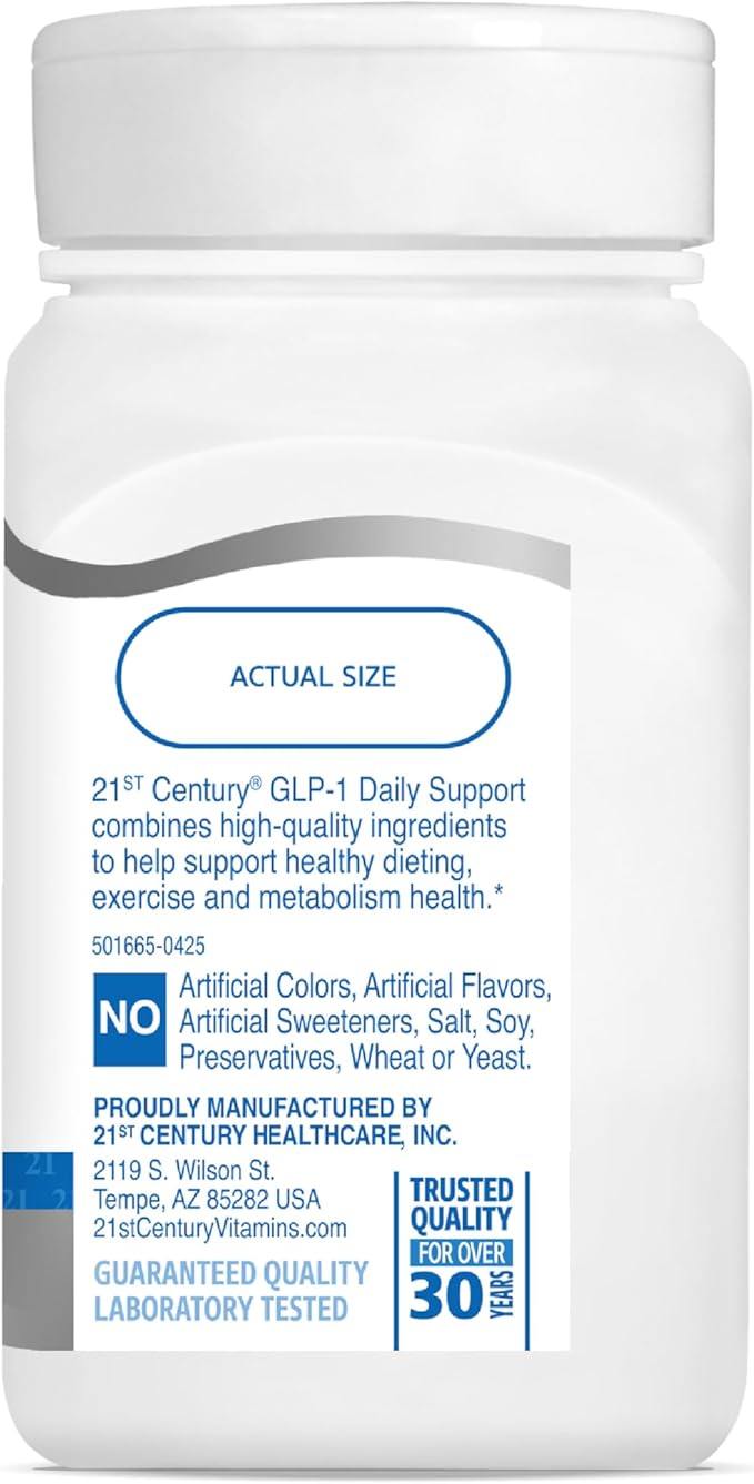 21st Century GLP-1 Daily Support Supplement (60 Count) Weight Management Exercise &amp Daily Metabolism Health Support Vegetarian Capsules with Turmeric Barberry &amp Green Tea Extract Gluten