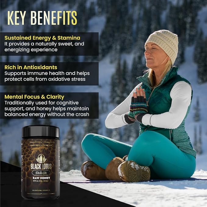 Black Lotus Pure Shilajit Resin Raw Honey Liquid Tincture 300ml 100% Pure Natural Shilajit for Men &amp Women Amino Acids 175mg Fulvic Acid 85 Ionic Trace Minerals For Immune Support Focus En