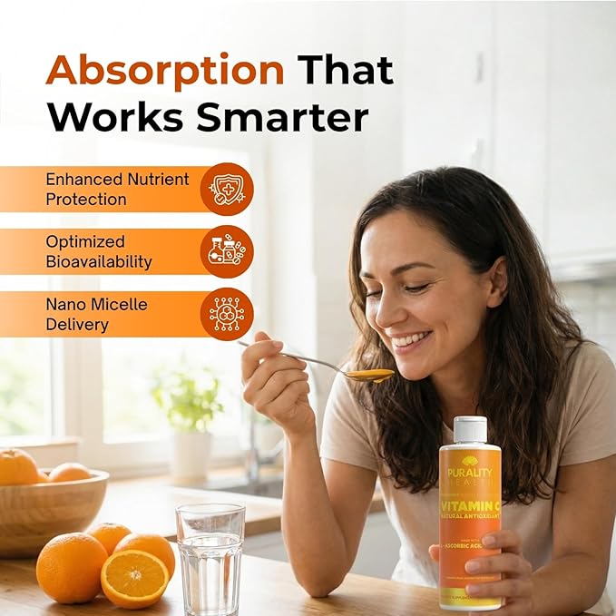 PURALITY HEALTH Vitamin C Liquid Supplement 1000mg per Serving Micelle Liposomal Enhanced Absorption Non-GMO Gluten Free Vegan 15 Day Supply