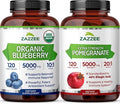 Zazzee Polyphenol Anti Aging Bundle | Antioxidant Rich 10:1 Blueberry Extract and Super Concentrated Pomegranate Extract Capsules | Non-GMO Vegan &amp ISO Lab Tested (120 Servings Each)