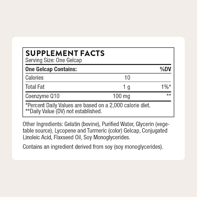 THORNE - CoQ10 - 100mg Optimally Absorbed Ubiquinone Supplement - Supports Heart Health Brain Function Cellular Energy Production &amp Healthy Aging* - Third-Party Certified - Gluten-Free - 60 Soft