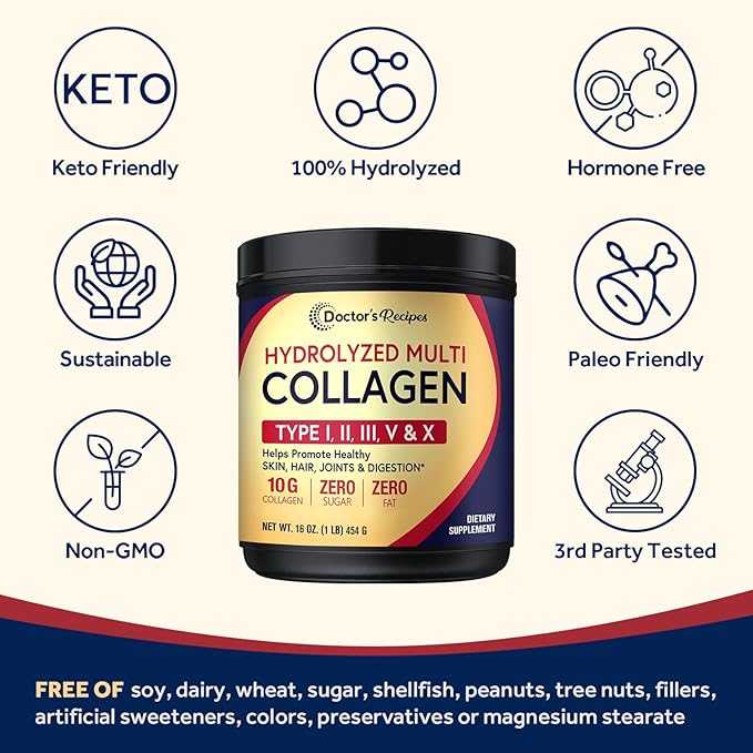 Doctor's Recipes Moringa 90 Vegan Caps &amp Multi Collagen Peptides Powder 16oz
