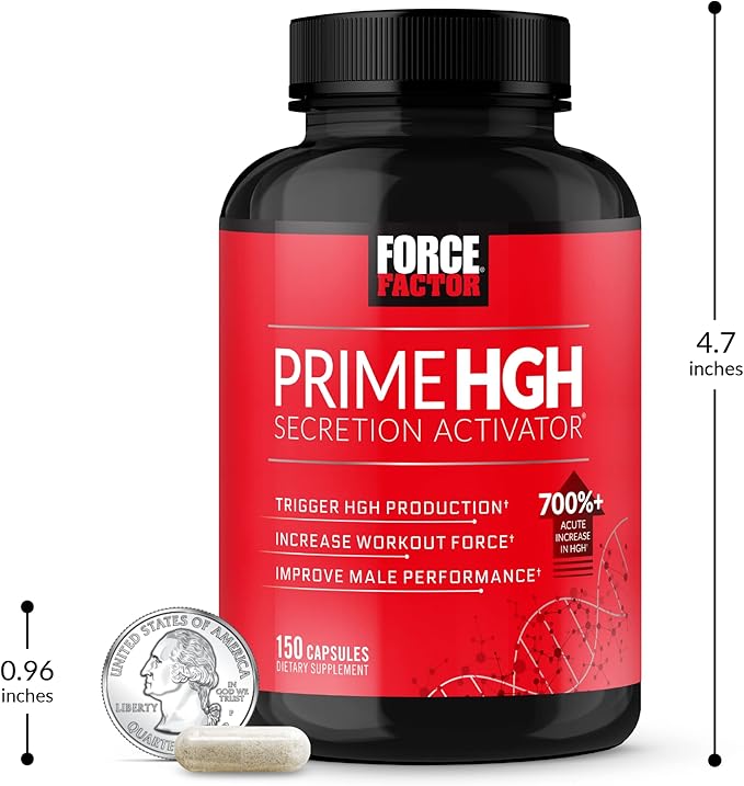Prime HGH Secretion Activator Supplement for Men with L-Arginine and L-Glutamine to Trigger HGH Production Boost Workout Force and Improve Athletic Performance Force Factor 150 Capsules