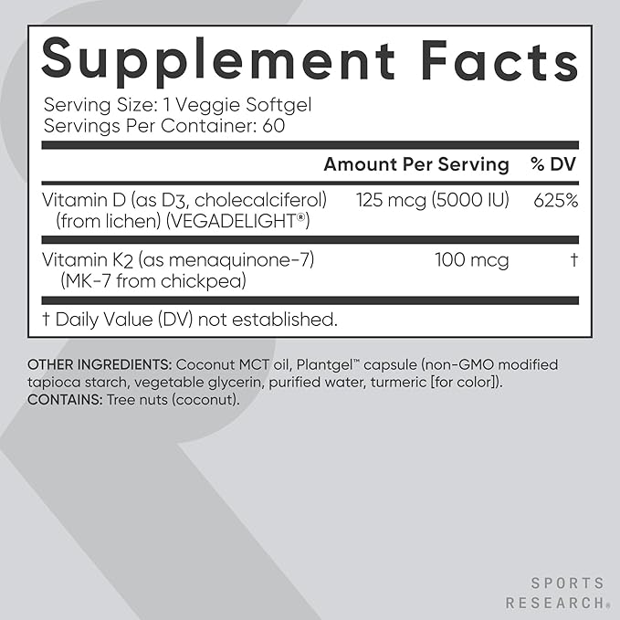 Sports Research® Sunshine's Touch Pack - Double Strength L-Theanine Supplement 200mg + Vegan D3 5000iu with Vitamin K2 100mg