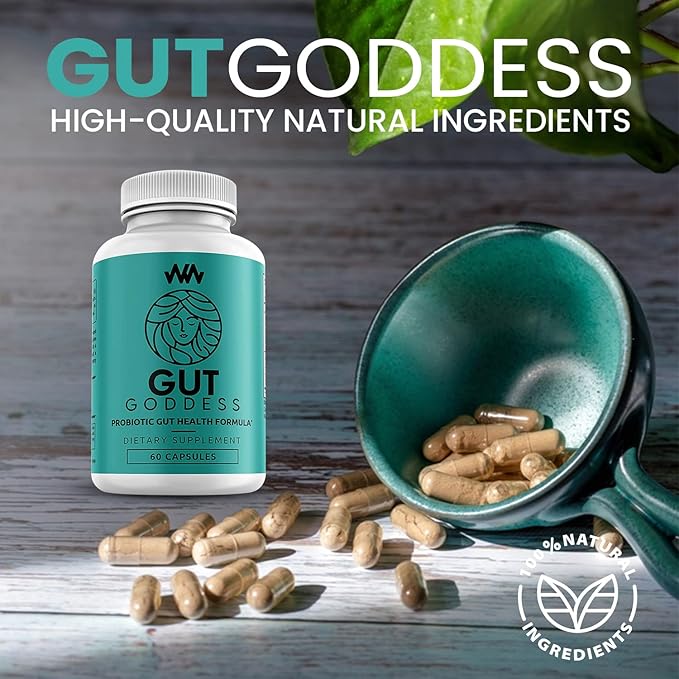Womens Gut Health Support Supplement | Female Probiotic Digestive Enzyme Vitamin | Papain Enzyme for Digestion Support | Gut Goddess