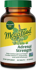 MegaFood Adrenal Strength - Adrenal Support Supplements with Ashwagandha Vitamin C Magnesium Glycinate Holy Basil Astragalus - Reduces Cortisol Levels - Vegetarian - 90 Tablets (45 Servings)