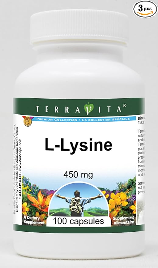 L-Lysine - 450 mg (100 Capsules ZIN: 514861) - 3 Pack