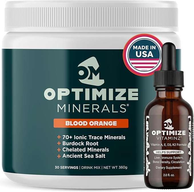 Optimize Minerals Vitaminz and Orange Minerals Bundle | All in-One Supplement Pack Ionic Trace Mineral Blend Electrolyte and Micronutrient Support