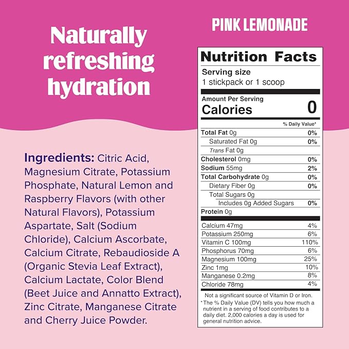 Ultima Replenisher Daily Electrolyte Powder Drink Mix – Sugar Free – Pink Lemonade 30 Serving – Hydration Powder with 6 Key Electrolytes and Trace Minerals – Keto Friendly Vegan Non-GMO
