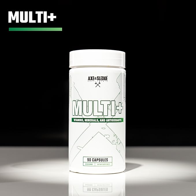 Axe &amp Sledge Multi Plus Multivitamin | 24 Bioavailable Vitamins &amp Minerals Ashwagandha | Multivitamin for Women and Men for Daily Nutritional Support | 90 Capsules 30 Servings