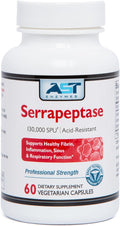 AST Enzymes Serrapeptase 130000 SPU – 60 Vegetarian Capsules – Premium Natural Systemic Enzymes –Acid-Resistant Serrapeptase