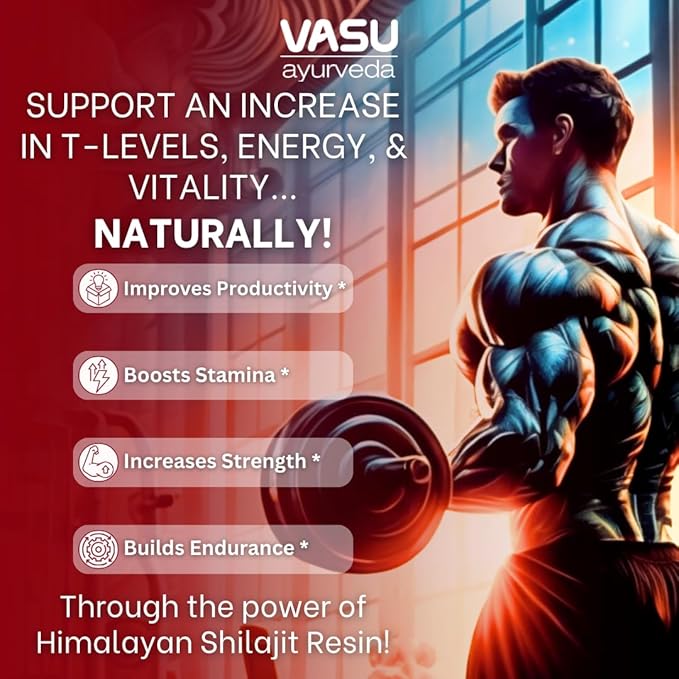 VASU Ayurveda Himalayan Shilajit Resin 400mg – Lab Tested Natural Energy Booster with Fulvic Acid &amp 85+ Trace Minerals – Pure Shilajit for Men &amp Women – 100 Days Supply for Strength &amp Stam