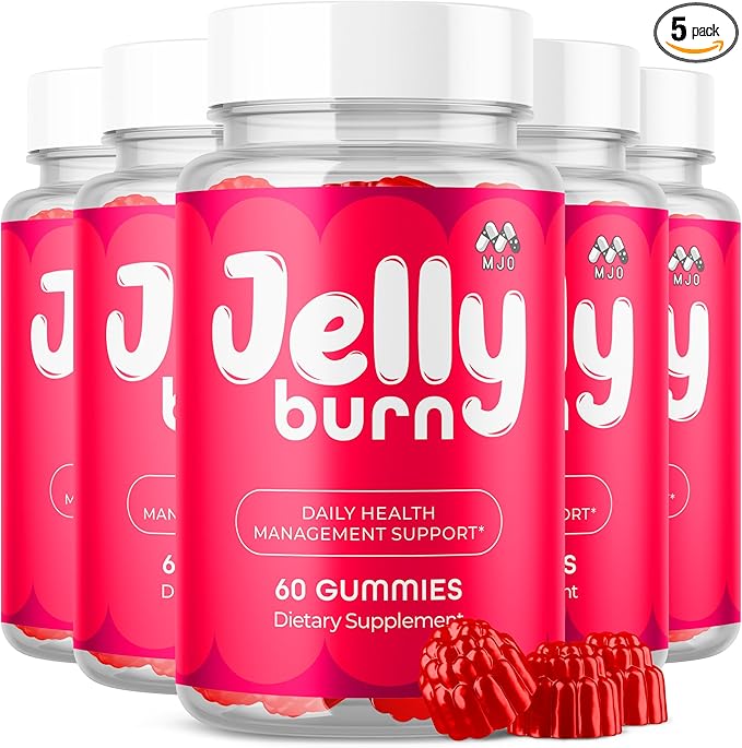 (5 Pack) Jelly Burn Gummies Official JellyBurn Gummys with Natural Ingredient Advanced Health &amp Wellness Vitamin Supplement Formula Max Strength Active Lifestyle Multivitamin Support (300 Gummi