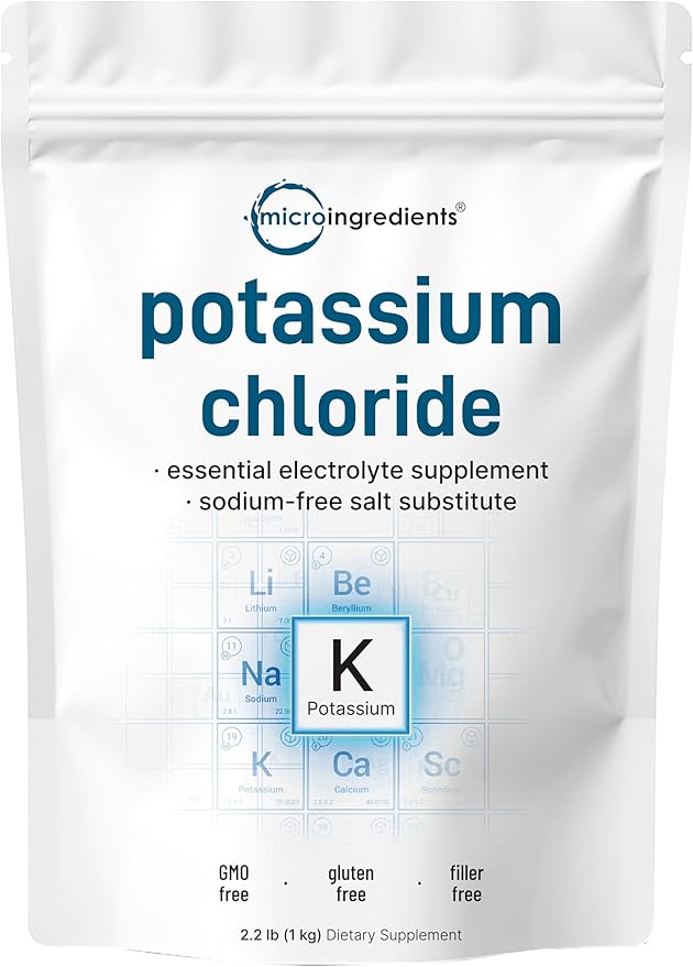 Potassium Chloride Powder 1 KG (35 Ounce) | Salt Substitute &amp Essential Hydration Electrolyte Supplement | Supports Mineral Balance Heart Joint and Immune Health | Filler Free Dissolves Easil