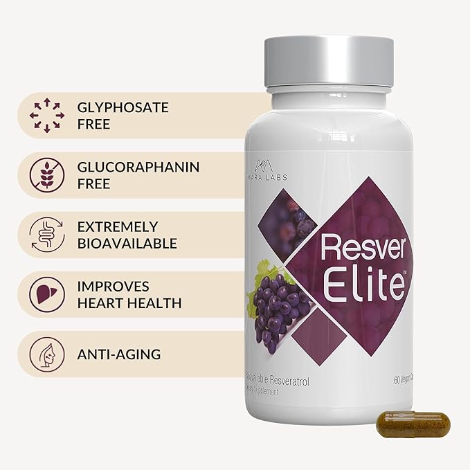 Mara Labs ResverElite | Bioavailable Resveratrol | Vegan No Fillers and Non-GMO | 60 Vegan Capsules