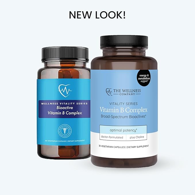 The Wellness Company Vitamin B Complex – Muscle Recovery Focus &amp Resilience Broad-Spectrium Methylated B Vitamins | 30ct (1 Month Supply)
