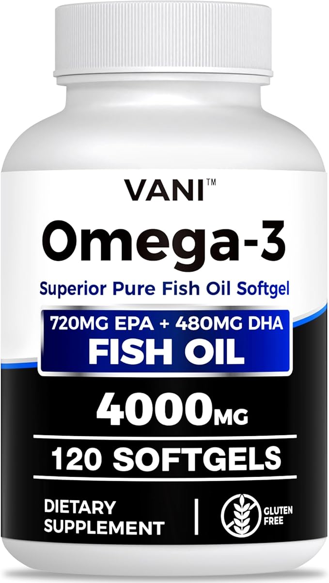 Fish Oil Omega 3 （4000mg） 120 SoftgelsOmega 3 Fatty Acid Supplements with EPA &amp DHA for Brain &amp Heart Health*