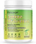 Fit&ampLean Amino Hydration Naturally Sweetened Workout Recovery Drink 6g Vegan Amino Acids Essential Amino Acids EAA BCAA Glutamine Electrolytes Citrus Lime 30 Servings