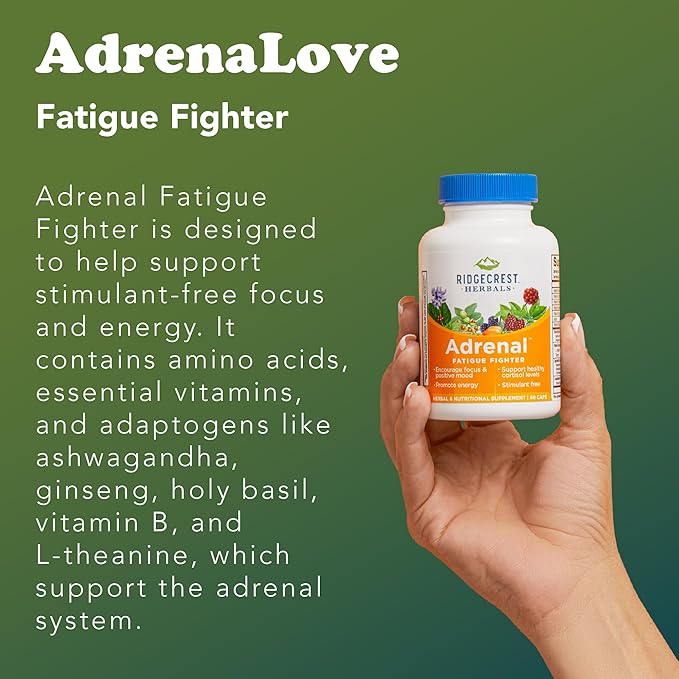 Ridgecrest Herbals AdrenaLove Stress and Energy Support Supplement (60 Vegan Caps 30 Serv)