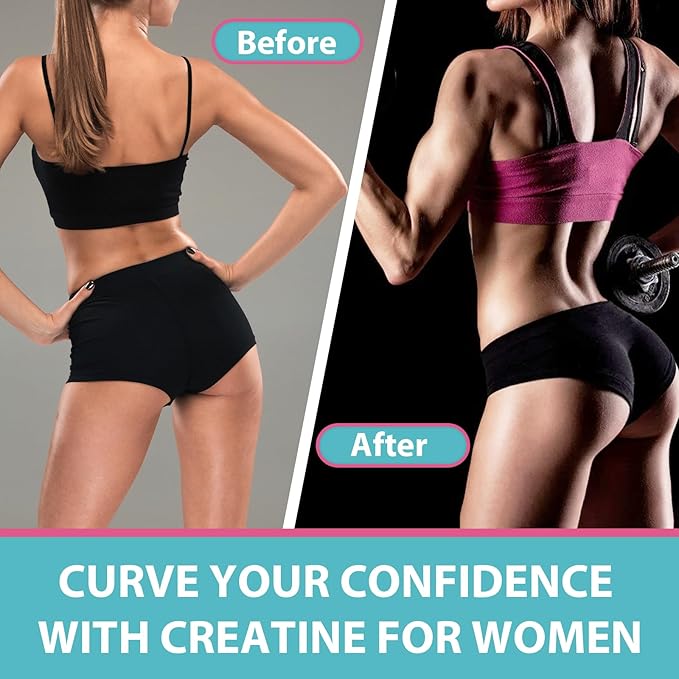Creatine for Women Creatine Monohydrate Gummies - No Bloating - Pre and Post Workout Chewables Supplement with Taurine &amp B6 - for Recovery Strength Energy &amp Booty Performance 60 Counts