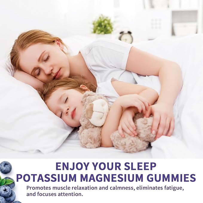 2 Pack Potassium Magnesium Gummies Sugar-Free Potassium Gummies with Magnesium Glycinate 500mg Chewable Potassium Magnesium Supplements with Calcium Zinc &amp Vitamins to Support Leg Muscle Relaxat