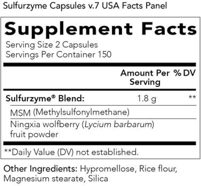 Young Living Sulfurzyme 300 Capsules Supports Joint Health Promotes Healthy Skin and Hair Aids in Overall Well-Being with MSM and Wolfberry Powder Blend