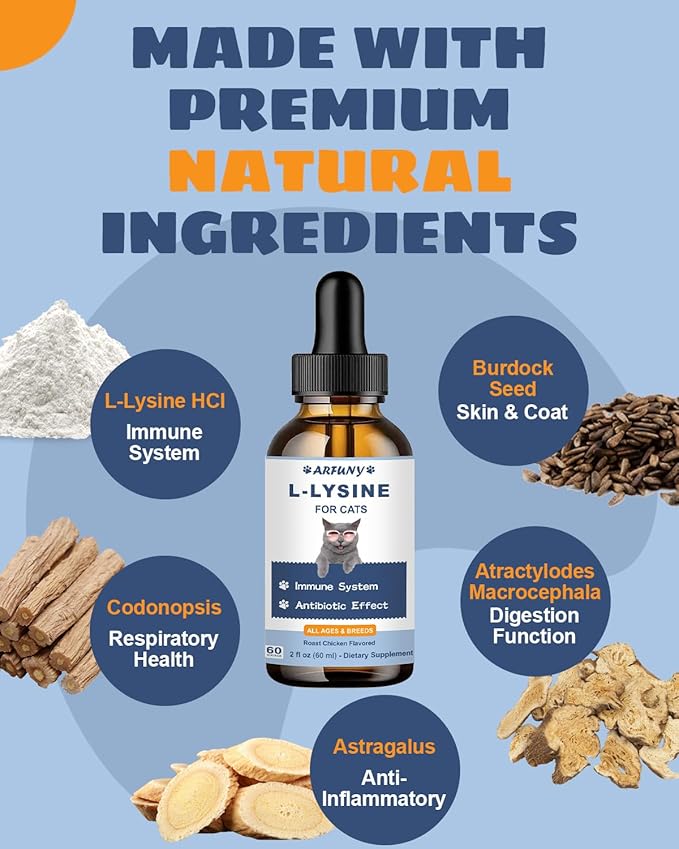 L-Lysine Supplement for Cats - Immune Support - for Feline Respiratory Sneezing Runny Nose Eye Function Cat Calming Pheromone Spray Reduce Scratching Fighting Peeing Marking