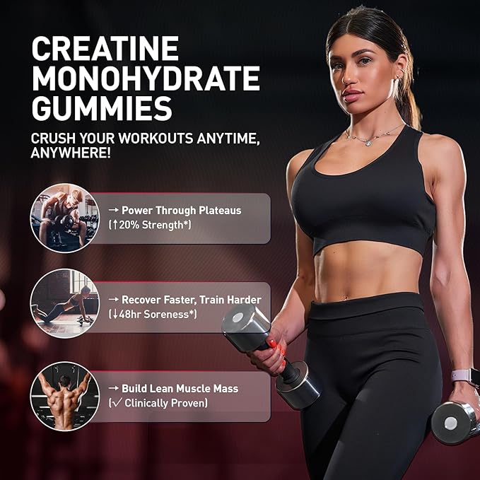 Creatine Gummies for Men &amp Women Blueberry Creatine Monohydrate Gummies Gluten Free Vegan Friendly 120 Count