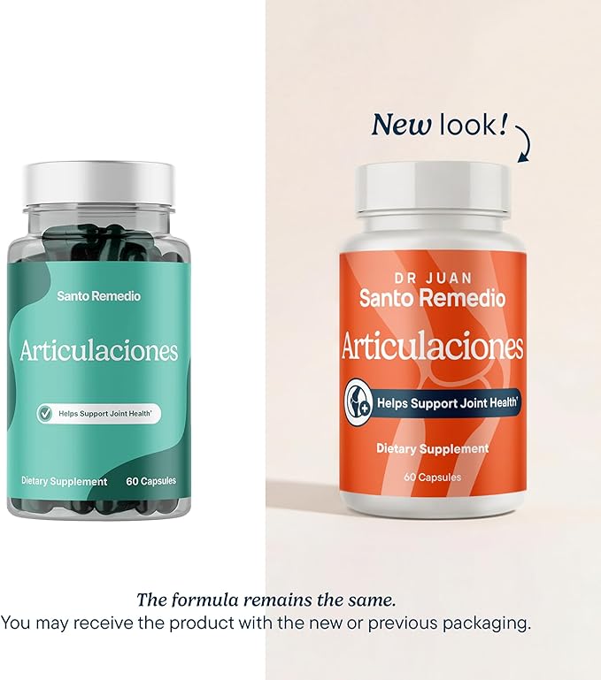 Santo Remedio Articulaciones Joint Health Support Supplement Promotes Joint Comfort Mobility &amp Function Clinically Proven TamaFlex™ Formula 60 Capsules per Jar (30 Servings) Pack of 3