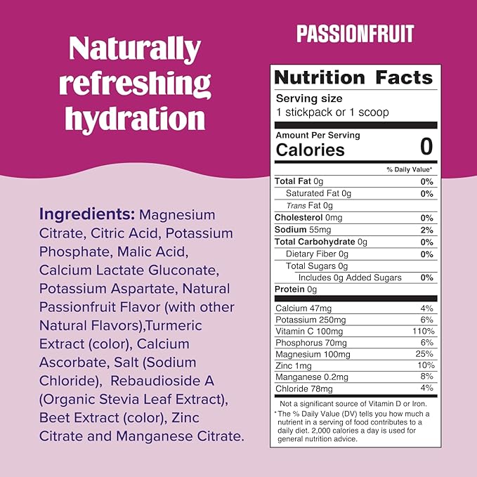 Ultima Replenisher Daily Electrolyte Powder Drink Mix – Sugar Free – Passionfruit 30 Servings – Hydration Powder with 6 Key Electrolytes and Trace Minerals – Keto Friendly Non-GMO