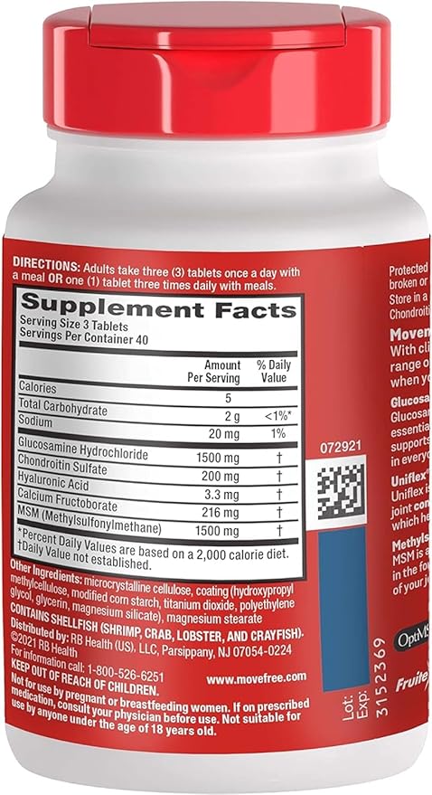 Schiff Move Free Advanced Tablets Plus 1500mg MSM - 120 Coated Tablets Pack of 3