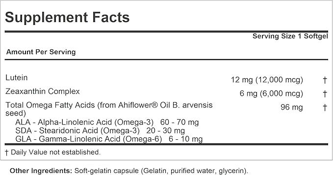 ANDREW LESSMAN Maximum L+Z 60 Softgels - 12mg Lutein 6mg Zeaxanthin Key Nutrients to Support Eye and Brain Health and Promote Healthy Vision. No Additives. Easy to Swallow Softgels