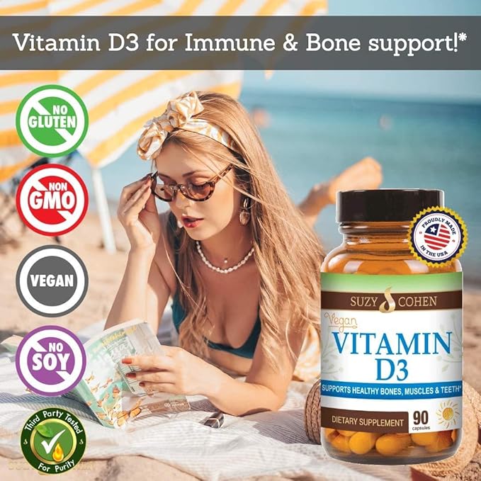 Script Essentials Vegan Vitamin D3 5000 IU for Healthy Muscle Function Bone Health and Immune Support - Non-GMO Gluten Free and Kosher Certified - 90 Servings