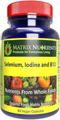 Selenium Iodine and B12 - Thyroid Metabolism &amp Immune Health Complex – High‑Absorption for Hair Skin &amp Nails - Vegan Capsules (60ct)