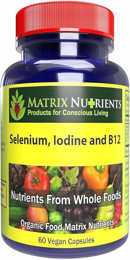 Selenium Iodine and B12 - Thyroid Metabolism &amp Immune Health Complex – High‑Absorption for Hair Skin &amp Nails - Vegan Capsules (60ct)