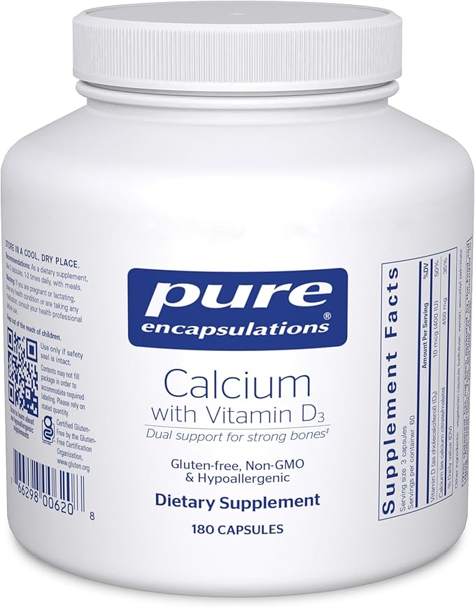 Pure Encapsulations Calcium with Vitamin D3 | Dietary Supplement to Support Bone Colon and Cardiovascular Health* | 180 Capsules