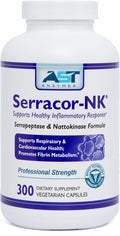 Serracor-NK – 300 Vegetarian Capsules – Circulatory and Respiratory Support – Natural Systemic Enzymes Formula – Contains Acid-Resistant Serrapeptase &amp Acid-Resistant Nattokinase