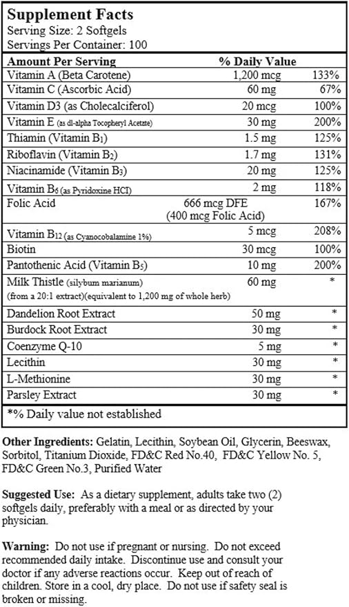 Nu-Health Liver Forte – Milk Thistle Extract with Antioxidants &amp Herbal Blend – Supports Liver Health Detox &amp Metabolism – 200 Softgels