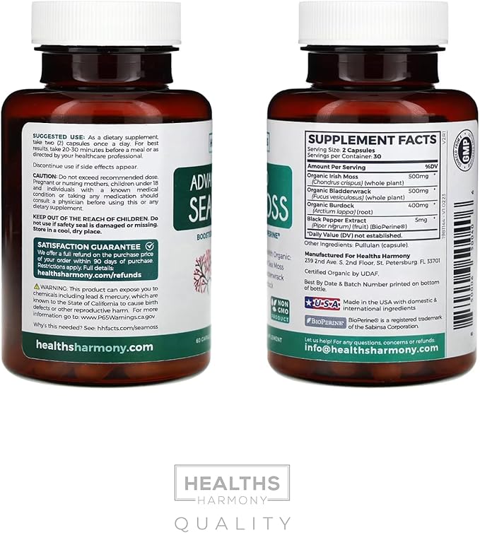 Black Seed Oil &amp Irish Sea Moss (1-Month Supply) - Wellness Duo Bundle of Black Seed Oil (60 Capsules) Cold-Pressed Nigella Sativa &amp Irish Sea Moss (60 Capsules) with Bioperine and Bladderwrac