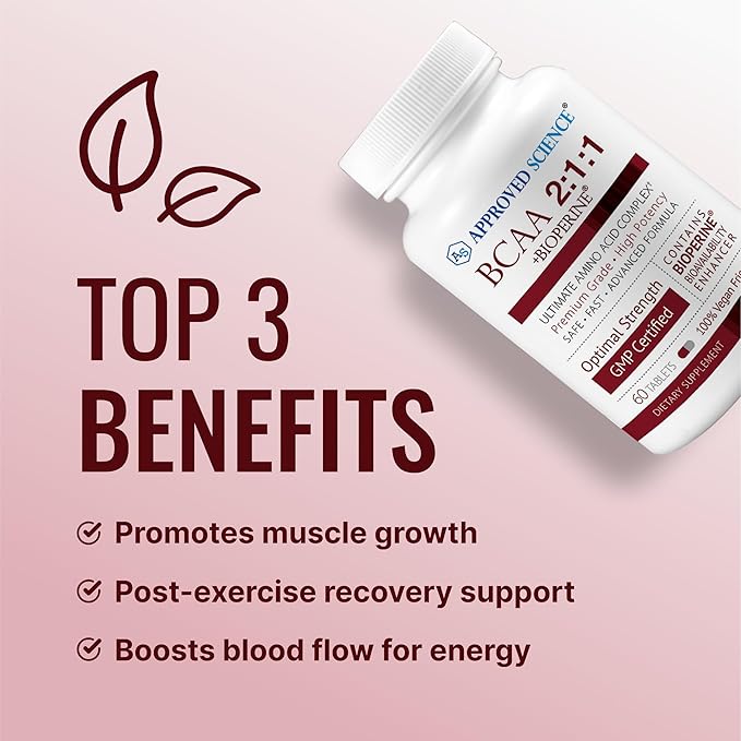 Approved Science BCAA Supplement - 360 Tablets - 2400mg - Increase Performance and Enhance Muscle Development - L-Leucine L-Isoleucine L-Valine - Made in USA Non-GMO