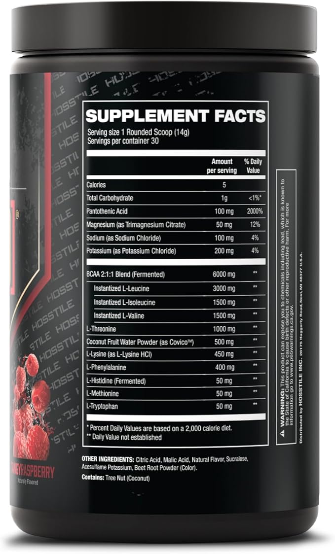 HOSSTILE SILO[9] EAA + Hydration Powder – Essential Amino Acids with Electrolytes EAA BCAA Intra Workout Powder &amp Post Workout Recovery Tangy Raspberry 30 Servings