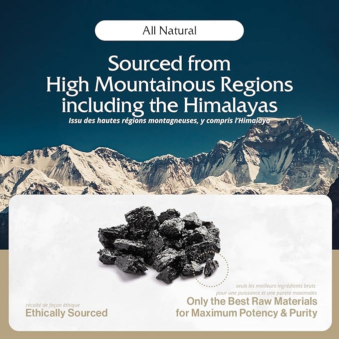 Purblack Pure Himalayan Shilajit Resin - Himalayan and Other Mountain Ranges Gold Infused Shilajit for Men &amp Women with Over 85+ Trace Minerals for Energy &amp Immunity | 60 Servings | USA Made