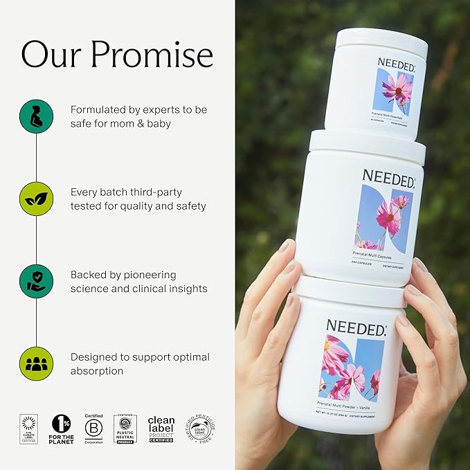 Needed. Multivitamin with Choline Capsules for Prenatal Pregnancy Breastfeeding Postpartum | Expertly-Formulated &amp Third-Party Tested| 30-Day Supply