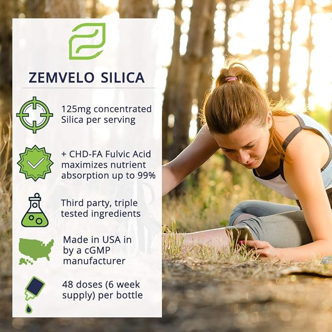 Liquid Ionic Silica - Hair Skin &amp Nails Nutrition | Collagen Support | Joint Support for Health Tendons &amp Cartilage | 8 oz 48 Day Supply