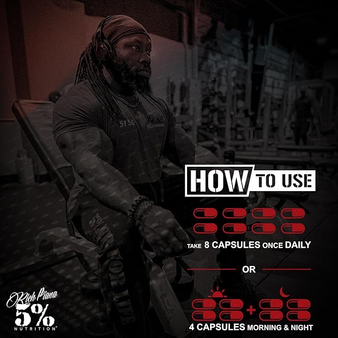 5% Nutrition Rich Piana Joint Defender Maximum Joint Support Supplement | Collagen Glucosamine Chondroitin Turmeric Curcumin with Black Pepper MSM Hyaluronic Acid | 200 Capsules 25 Servings