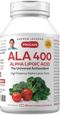 ANDREW LESSMAN Alpha Lipoic Acid ALA 400mg - 60 Capsules - The Universal Anti-Oxidant Ultra-High Potency No Additives