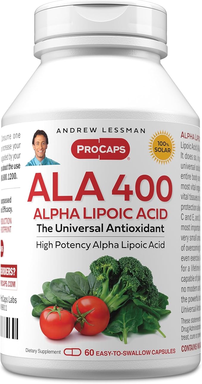 ANDREW LESSMAN Alpha Lipoic Acid ALA 400mg - 60 Capsules - The Universal Anti-Oxidant Ultra-High Potency No Additives